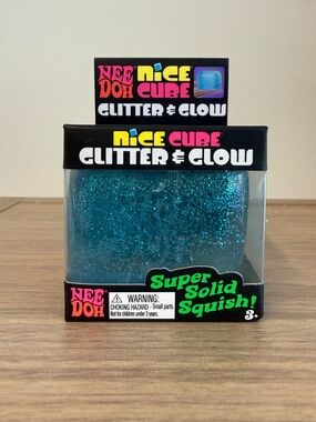 NeeDoh Nice Cube Glitter & Glow Squish - Blue Glitter